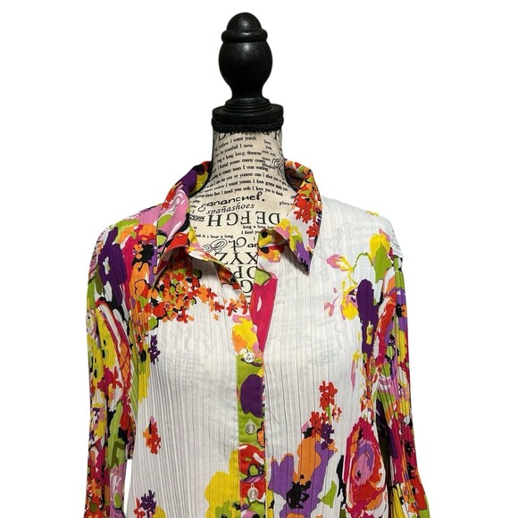 Maggie Barnes Womens  Whimsical Tunic Size 1X Electric Colors Y2K Fairy Boho - Picture 2 of 9